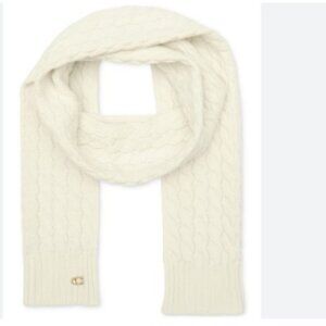 Coach Soft rib cable knit women's scarf - White